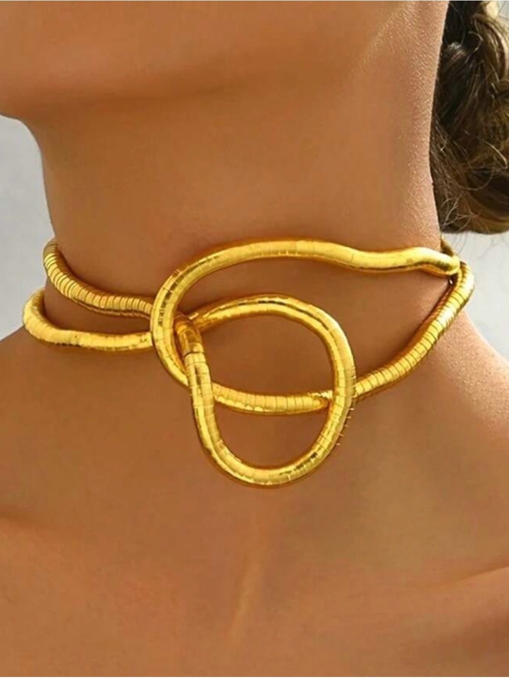 Gold Statement Loop Choker Necklace - Women Jewelry